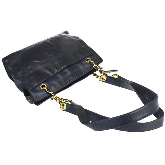 CHANEL CC Chain Shoulder Bag Leather Navy Blue Ita - Picture 5 of 10